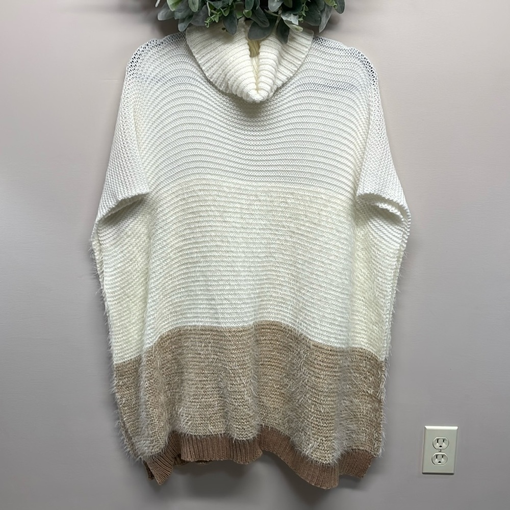 Apt. 9 Turtleneck Open Side Poncho Cream Tan Beig… - image 1